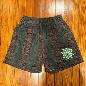 AUTHENTIC Eric Emanuel Green & Black Snake-Print Athletic Shorts